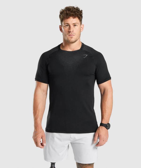 Panske Tricka Gymshark Apex Contrast Seamless Čierne | OA5870932